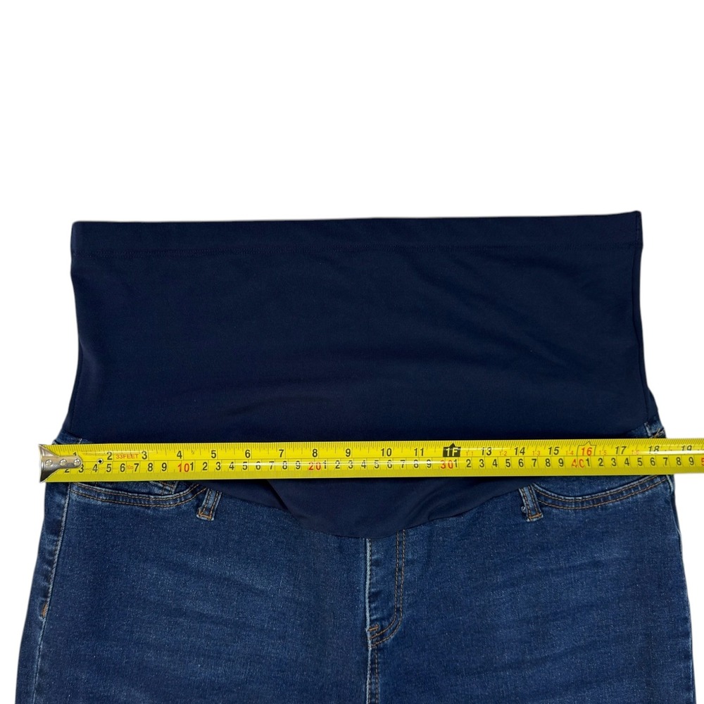 Shein Maternity Skinny Jeans 12 XL Blue Over Belly Raw Hem Prenatal Dark Wash - Picture 7 of 8